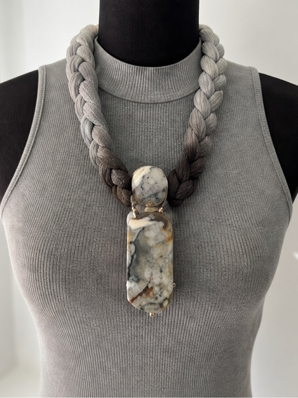 Adina Mills 
BRAIDED LOVE 12 ~ RAW MARCASITE / BRAIDED ROPE
